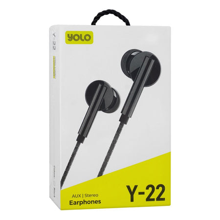 Yolo Aux Wired Earphone, Handsfree, Black, Y-22 - Image 2