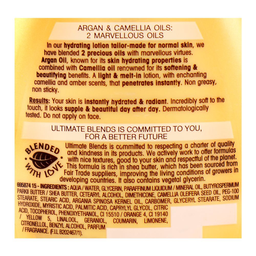 Garnier Ultimate Blends Argan & Camellia Oil Hydrating Body Lotion, For Normal Skin, 400ml - Image 3