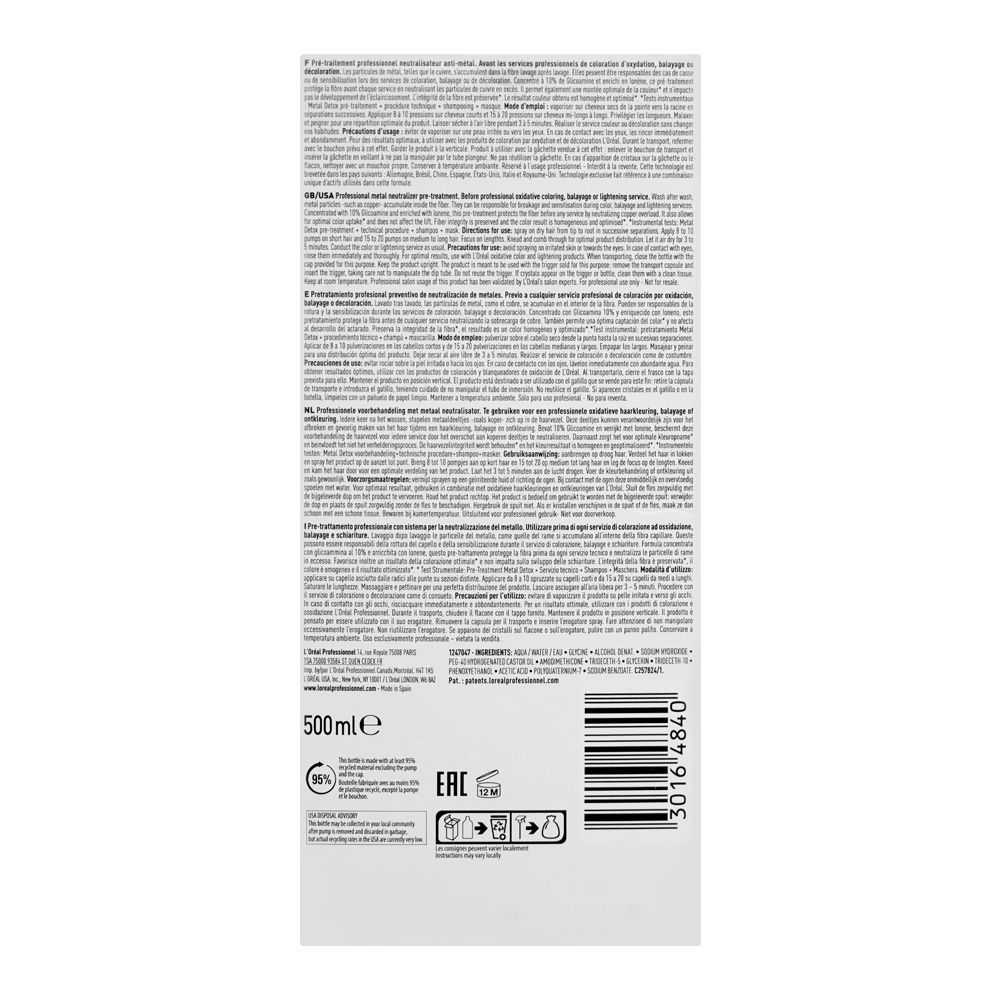 L'Oreal Professionnel Metal Detox Neutralizer Pre-Treatment, 500ml - Image 3