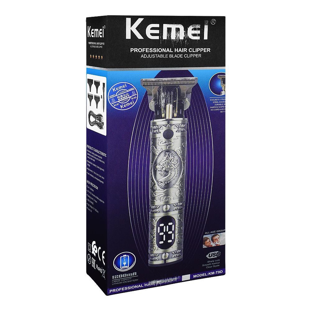 Kemei Professional Hair Clipper/Trimmer, 4 Combs, KM-T9D - Main Image