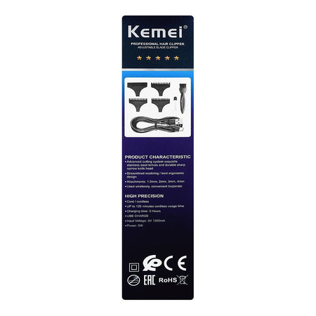 Kemei Professional Hair Clipper/Trimmer, 4 Combs, KM-T9D - Image 2