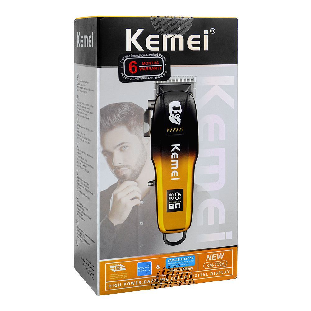 Kemei Rechargeable Hair Clipper/Trimmer, 4 Combs, KM-709A - Image 2