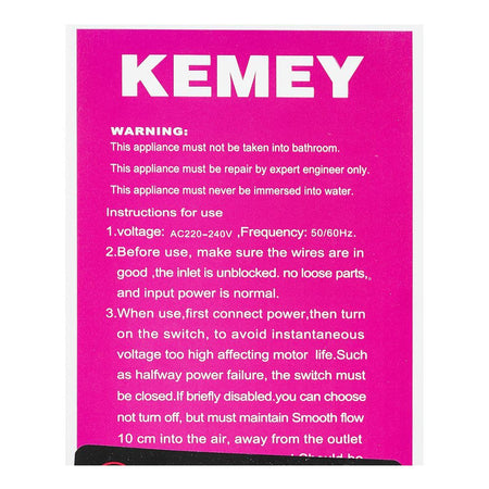 Kemey High-Speed Negative Ions Hair Dryer, 1600W, KM-8219 - Image 6