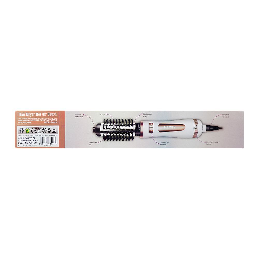 Kemey Hair Dryer Hot Air Brush, KM-8024 - Image 3