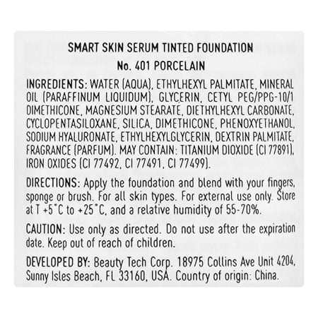 LAMEL Smart Skin Serum Tinted Foundation with Hyaluronic Acid, 35ml, 401 Porcelain - Image 3