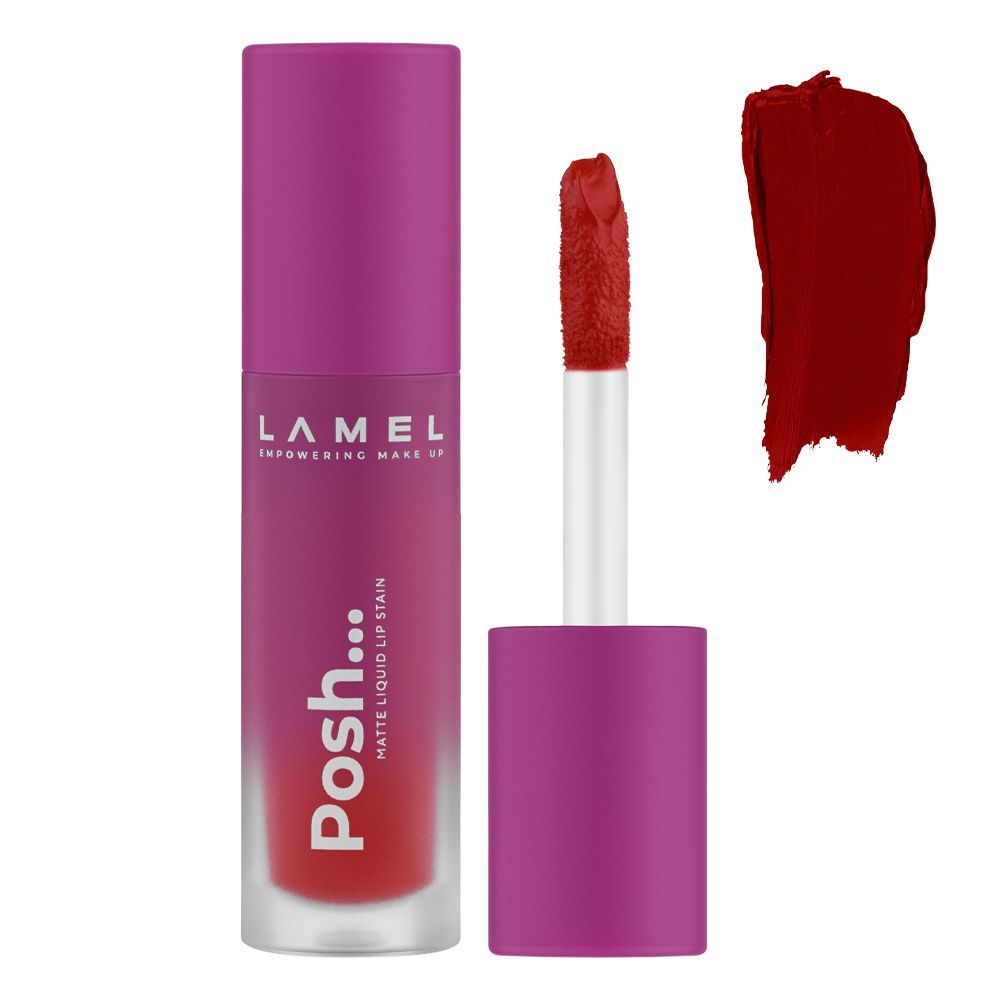 LAMEL Posh Matte Liquid Lip Stain, 4ml, 406 Ruby Red - Main Image