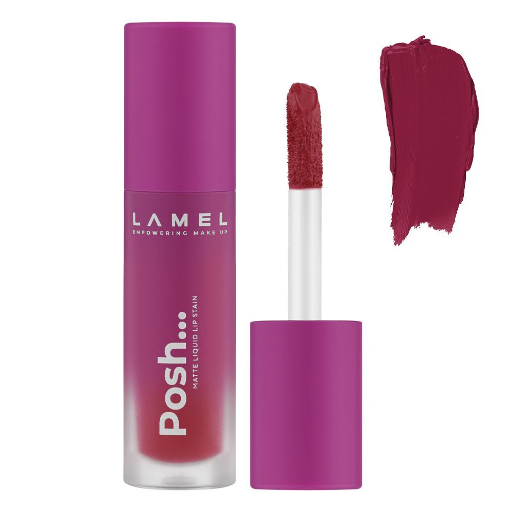 LAMEL Posh Matte Liquid Lip Stain, 4ml, 408 Passion Pink - Main Image