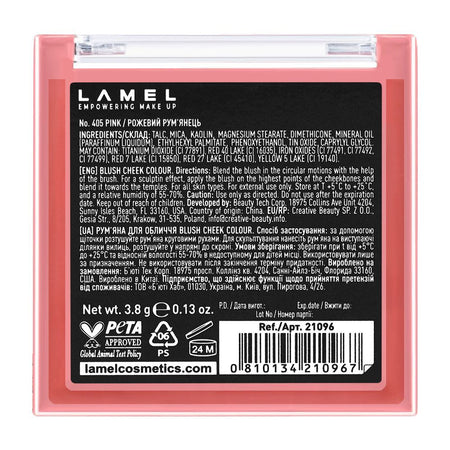 LAMEL Blush Cheek Color, 3.8g, 405 Pink - Image 3