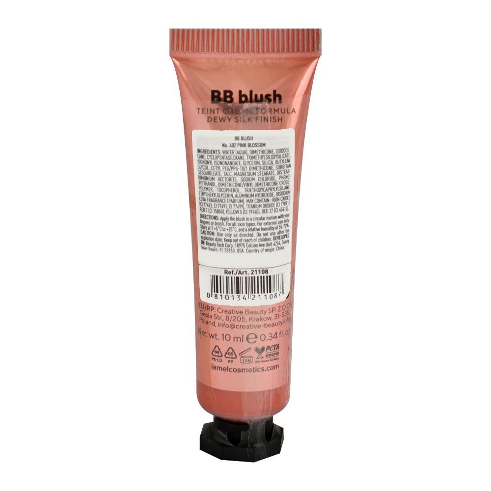 LAMEL Dewy Cream Face BB Blush, 10ml, 402 Pink Blossom - Image 2