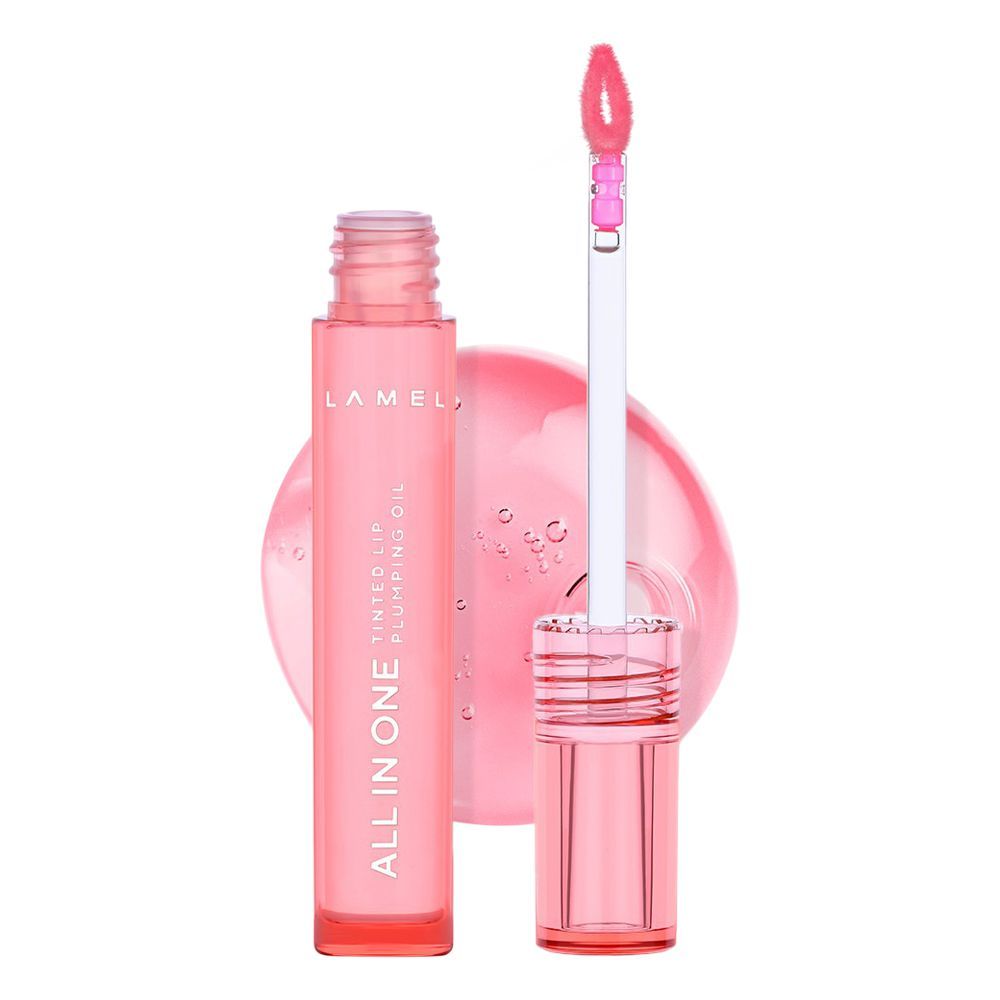 LAMEL All In One Tinted Lip Plumping Oil, 3ml, 401 Peachy - Main Image
