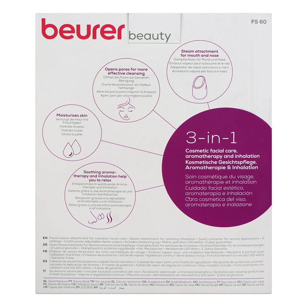 Beurer Facial Sauna and Steamer For Open Pores, Moisturizing, Aromatherapy & Inhalation, FS-60 - Image 4