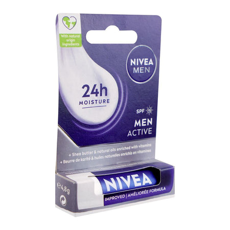 Nivea Men Active SPF15 Lip Balm, 24H Moisture, 4.8g - Main Image