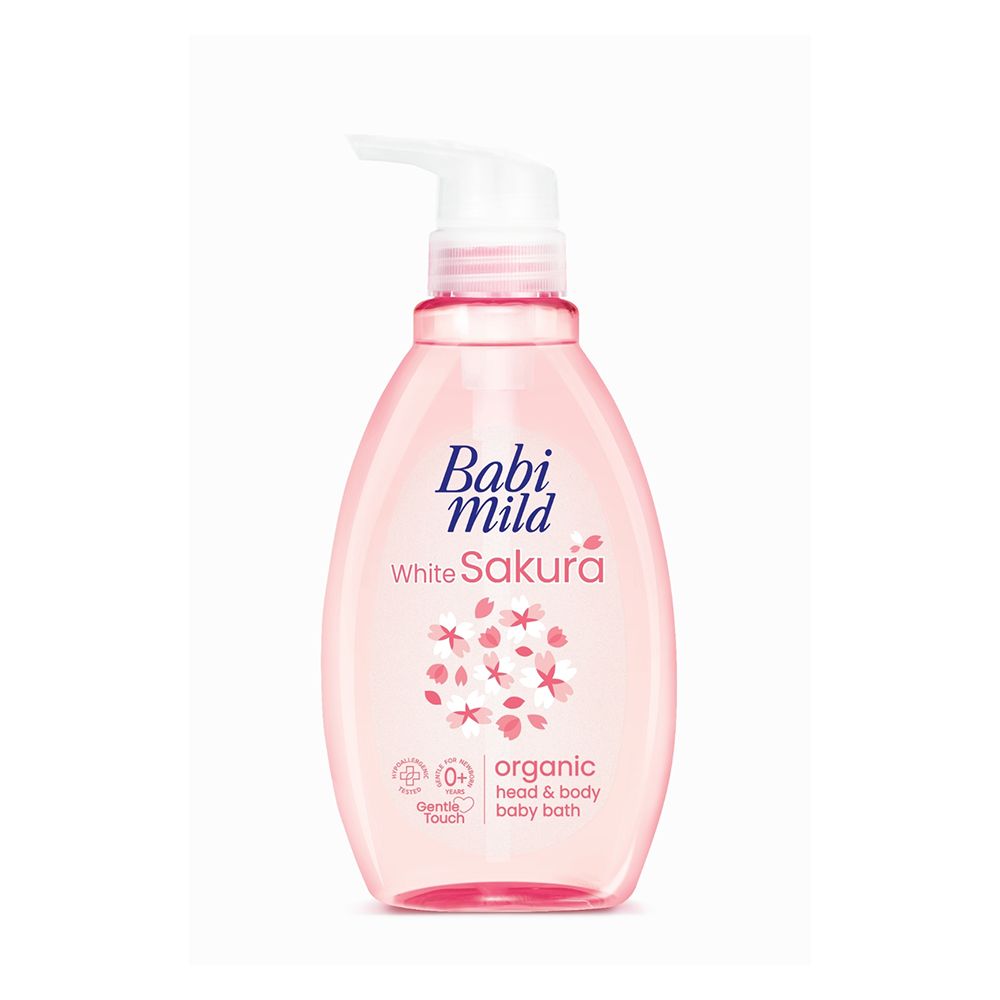Babi Mild White Sakura Organic Head & Body Baby Bath Wash, 380ml - Main Image