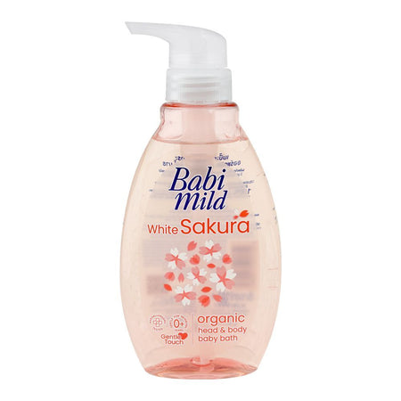 Babi Mild White Sakura Organic Head & Body Baby Bath Wash, 380ml - Image 3