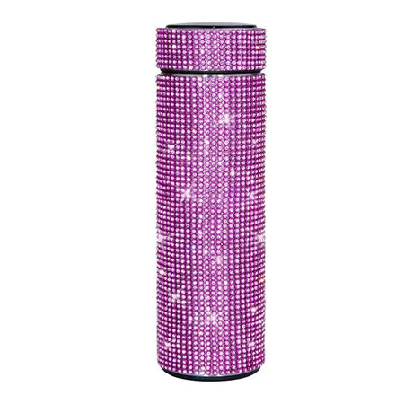 Smart Temperature Display Diamond Vacuum Insulated Water Bottle, 500ml, Pink - Main Image