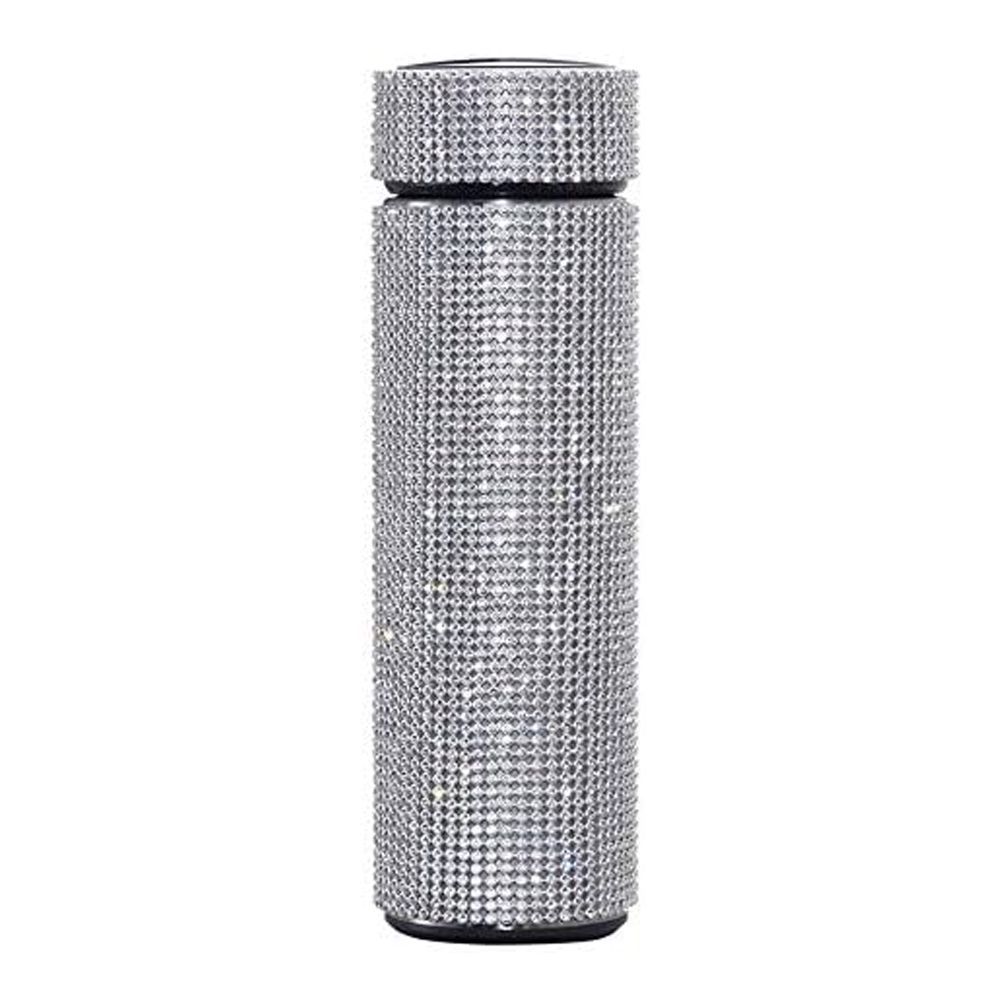 Smart Temperature Display Diamond Vacuum Insulated Water Bottle, 500ml, White - Main Image