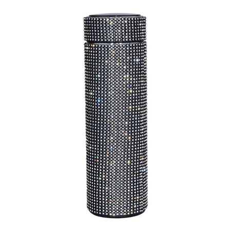 Smart Temperature Display Diamond Vacuum Insulated Water Bottle, 500ml, Black - Main Image