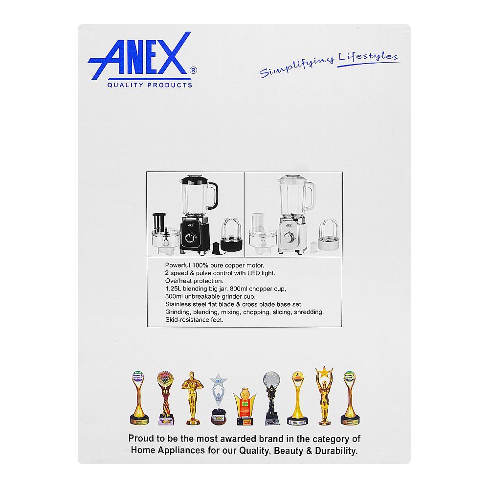 Anex Deluxe Kitchen Robot Food Factory, 380W, White, AG-2146 - Image 3