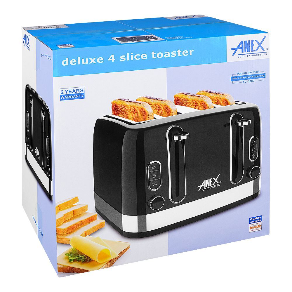 Anex Deluxe 4 Slice Toaster, 1900-2300W, Black, AG-3009 - Image 5