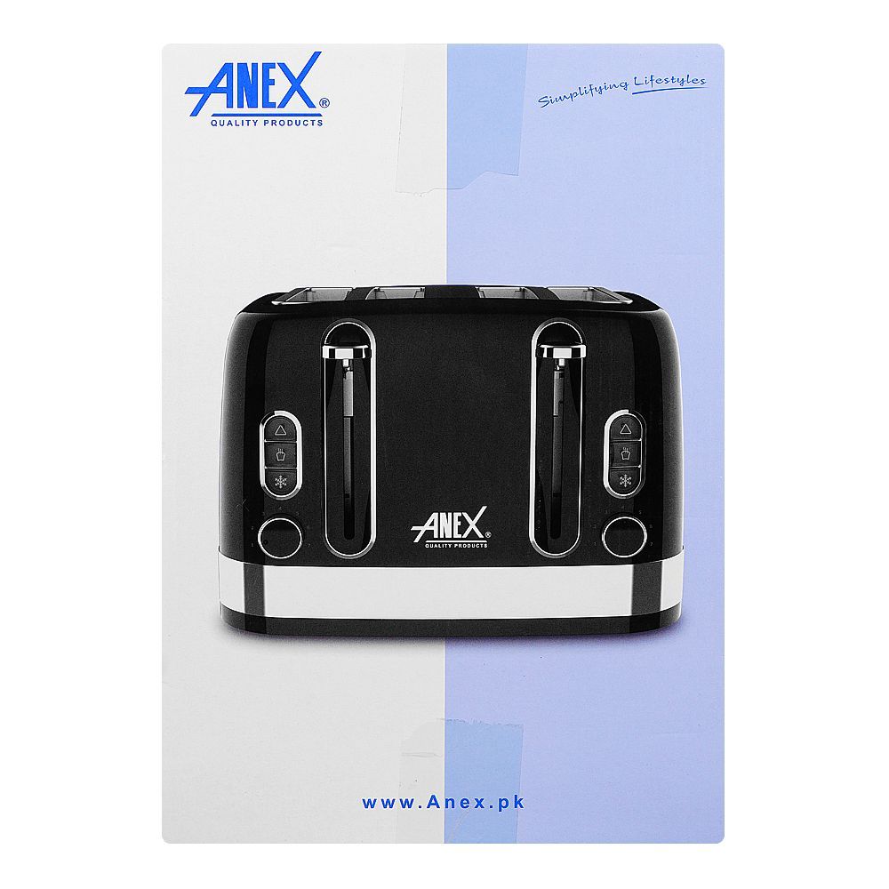 Anex Deluxe 4 Slice Toaster, 1900-2300W, Black, AG-3009 - Image 6