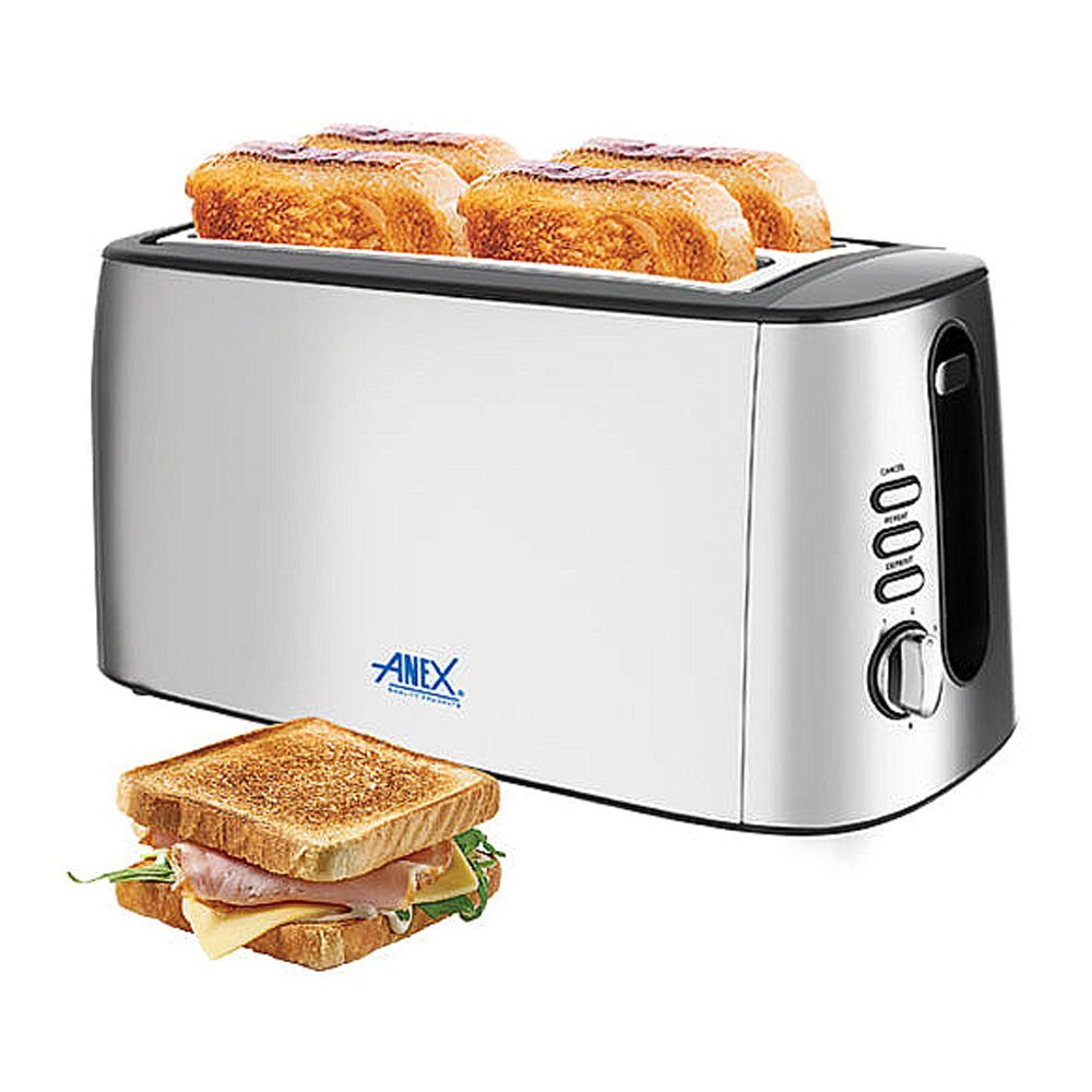 Anex Deluxe 4 Slice Toaster, 1300-1550W, Black, AG-3005 - Main Image