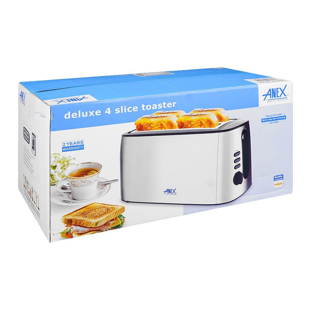 Anex Deluxe 4 Slice Toaster, 1300-1550W, Black, AG-3005 - Image 5