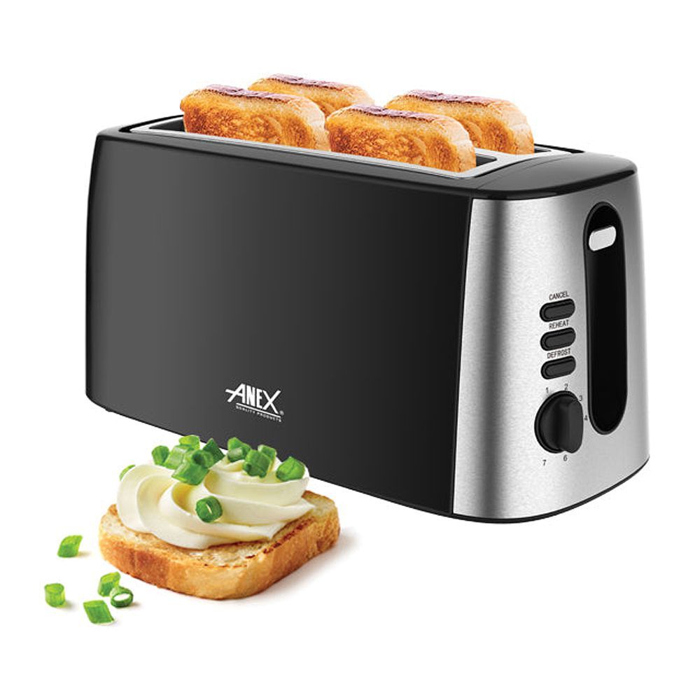 Anex Deluxe 4 Slice Toaster, 1300-1550W, Black, AG-3007 - Main Image