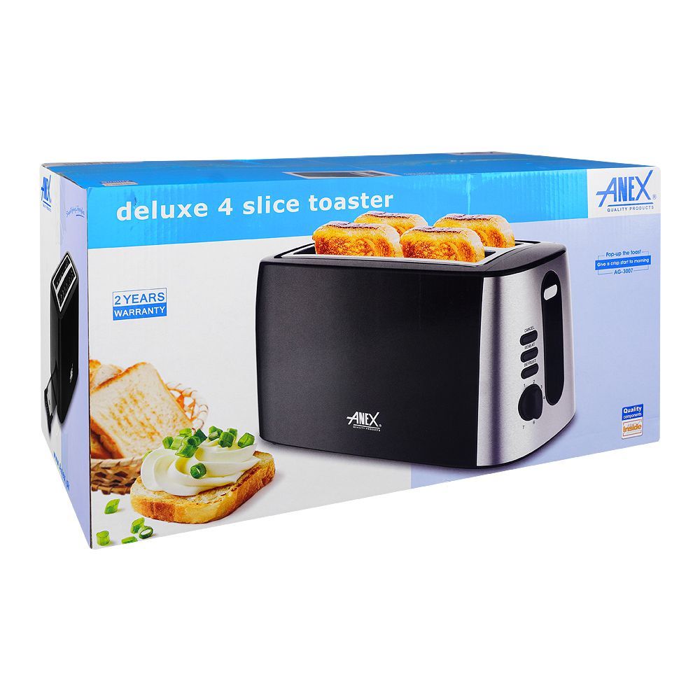 Anex Deluxe 4 Slice Toaster, 1300-1550W, Black, AG-3007 - Image 4