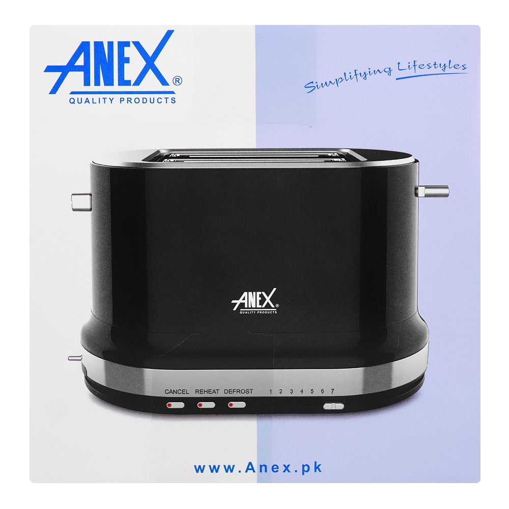 Anex Deluxe 2 Slice Toaster, 730-870W, Black, AG-3006 - Image 5