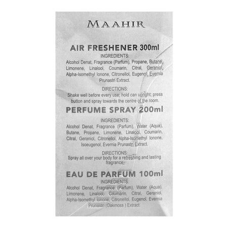 Lattafa Maahir Legacy Gift Set: Eau de Parfum 100ml+Body Spray 200ml+Air Freshener 300ml, For Men, 3-Pack - Image 3