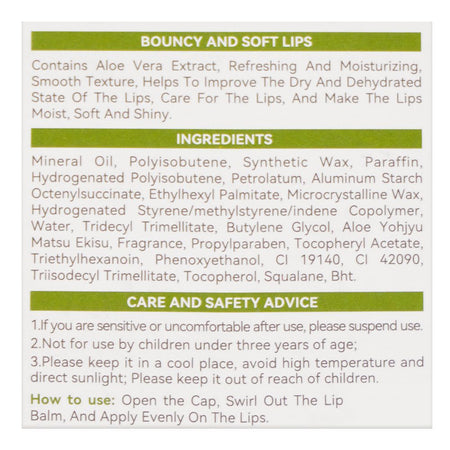 Sadoer Aloe Vera Lip Balm, Hydrating & Moisturizing, 2.7g, SD04421 - Image 6