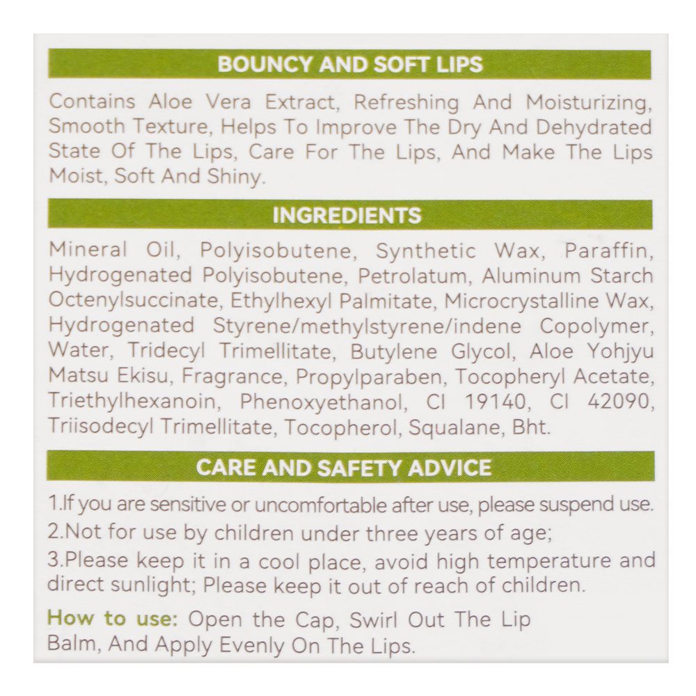 Sadoer Aloe Vera Lip Balm, Hydrating & Moisturizing, 2.7g, SD04421 - Image 6