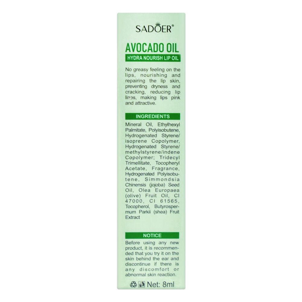 Sadoer Avocado Lip Oil, Hydrating & Nourishing, Reduces Lip Lines, 8ml, SD38454 - Image 6