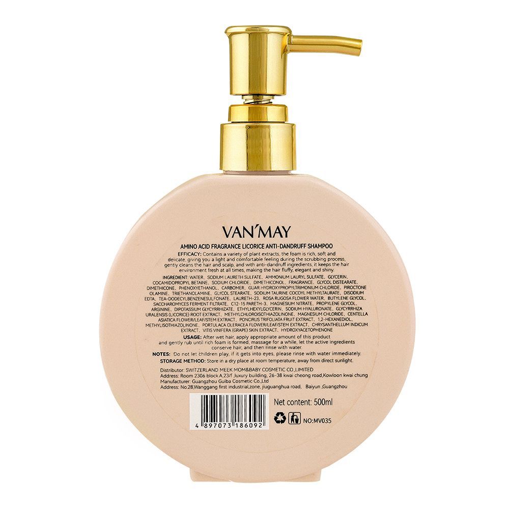 Van'May Paris Perfume Amino Acid Licorice Anti-Dandruff Shampoo, 500ml - Image 2