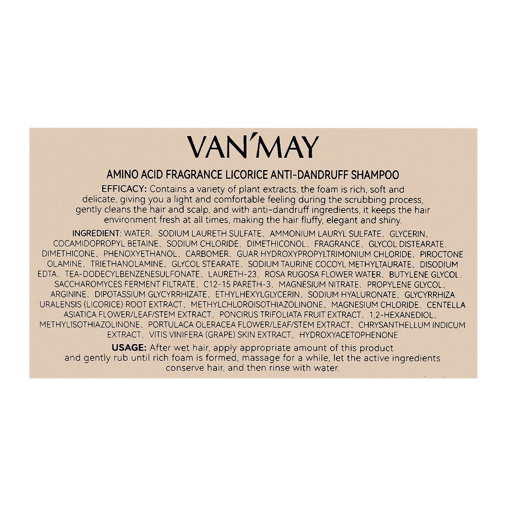 Van'May Paris Perfume Amino Acid Licorice Anti-Dandruff Shampoo, 500ml - Image 3