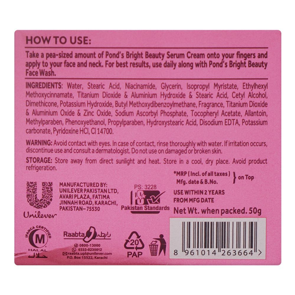 Pond's Bright Beauty Anti-Spot Serum Day Cream with Niacinamide & Vitamin B3, 50g - Image 3