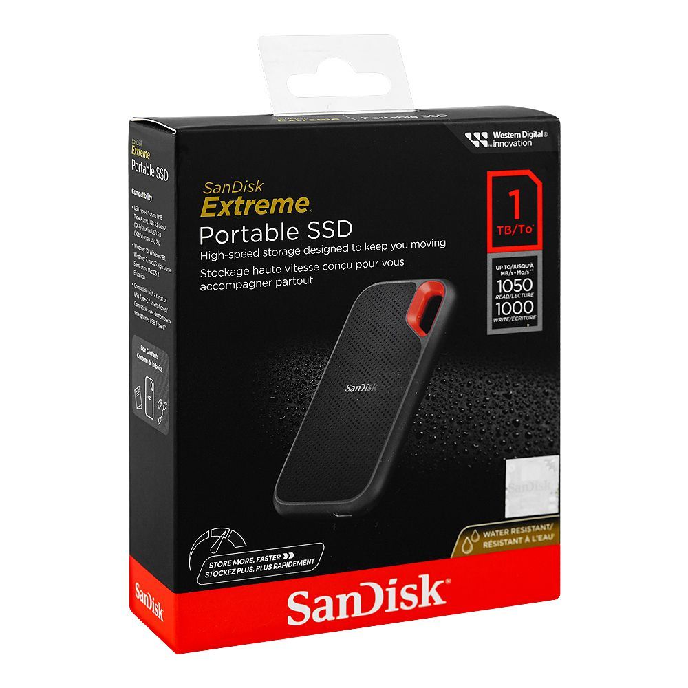 SanDisk Extreme Portable SSD 1TB, Up to 1050MB/s, IP65 Water Resistance, SDSSDE61-1T00-G25 - Image 3