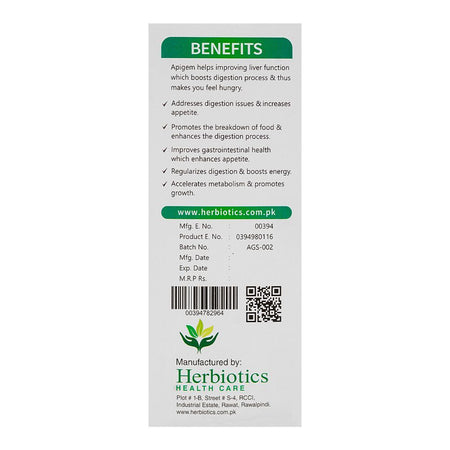 Herbiotics Apigem Syrup, 120ml - Image 2