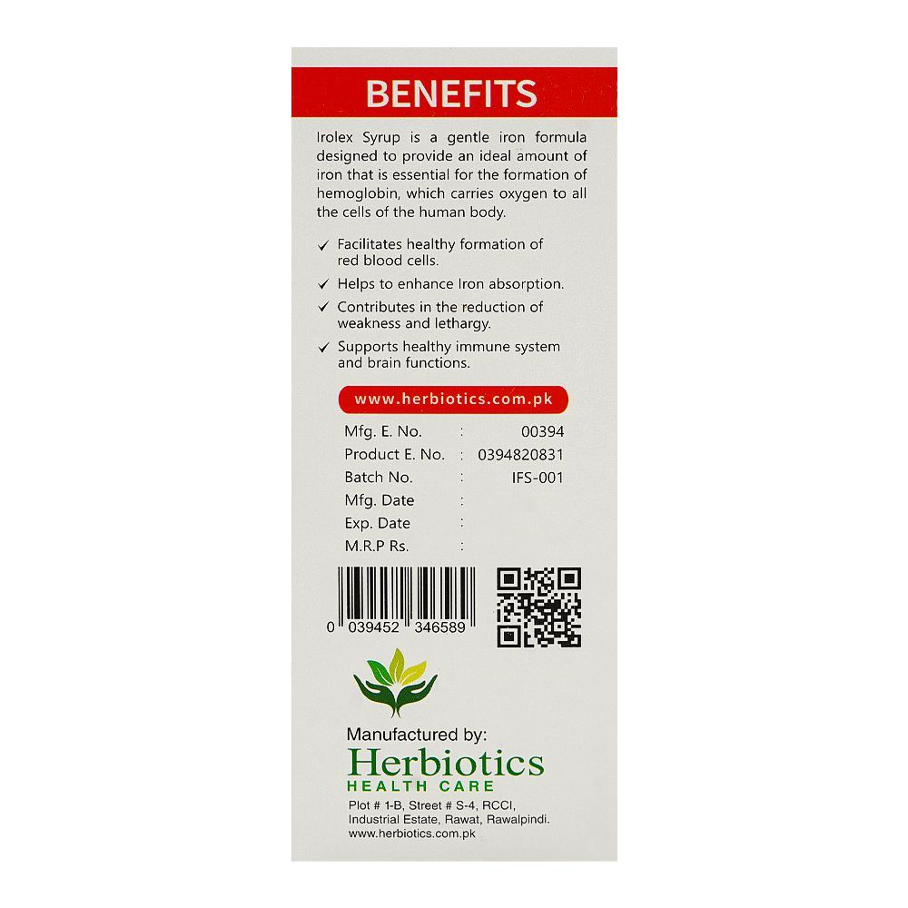 Herbiotics Irolex-F Syrup, 120ml - Image 2