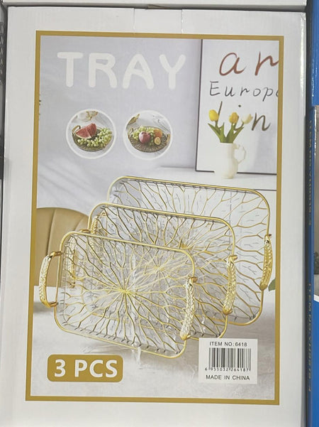 elegant 3 piece serving tray set image 4