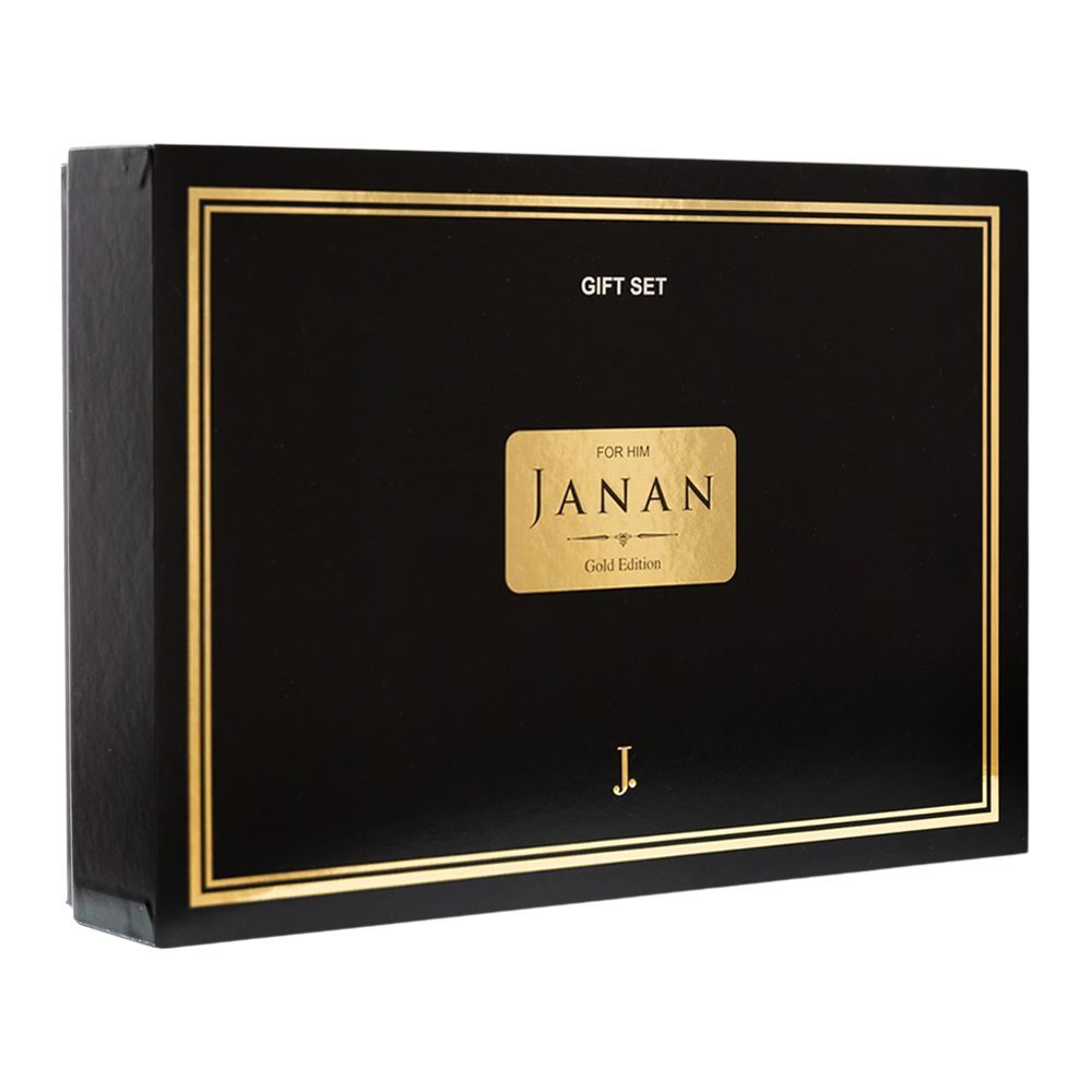 J. Janan Gold Gift Set: Eau de Parfum 100ml+Body Spray 150ml+Body Lotion 120ml+Shower Gel 120ml, For Men, 4-Pack - Image 2