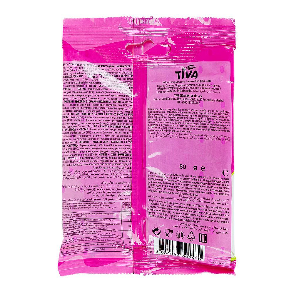 Tiva Strawberry Fizzy Jelly, 80g - Image 2