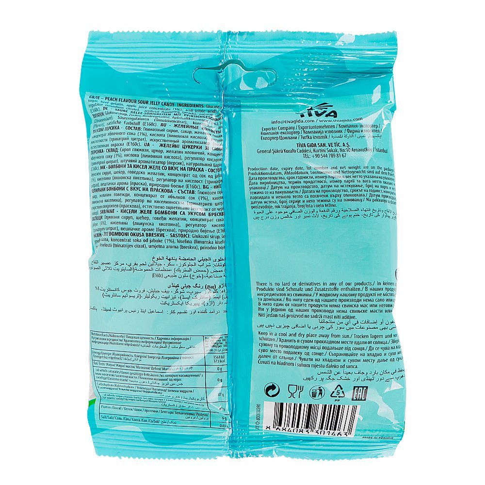 Tiva Peach Rings Fizzy Jelly, 80g - Image 2