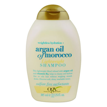 OGX Weightless Hydration Argan Oil Of Morocco Shampoo, Sulfate Free, For Fine Hair, 385ml - Main Image