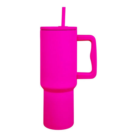 Plain Stainless Steel Vacuum Insulated Tumbler With Lid & Straw, 1800ml, Mature Pink - Main Image