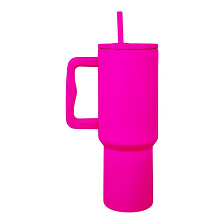 Plain Stainless Steel Vacuum Insulated Tumbler With Lid & Straw, 1800ml, Mature Pink - Image 2