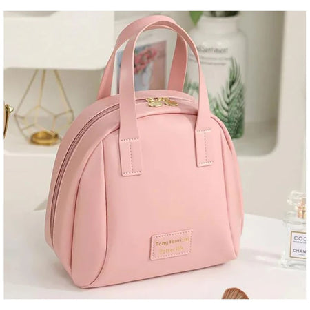 Handle-top Travel Cosmetic Bag, Makeup Organizer & Toiletry Pouch, Pink - Main Image