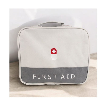 Empty Emergency First Aid Medical Kit, Medicine Storage Bag For Home & Travel, Grey - Main Image