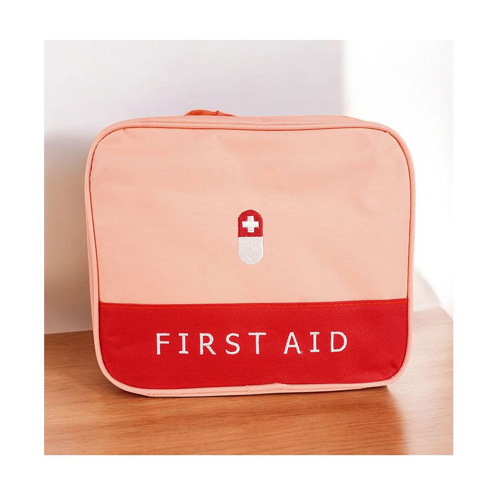 Empty Emergency First Aid Medical Kit, Medicine Storage Bag For Home & Travel, Pink - Main Image