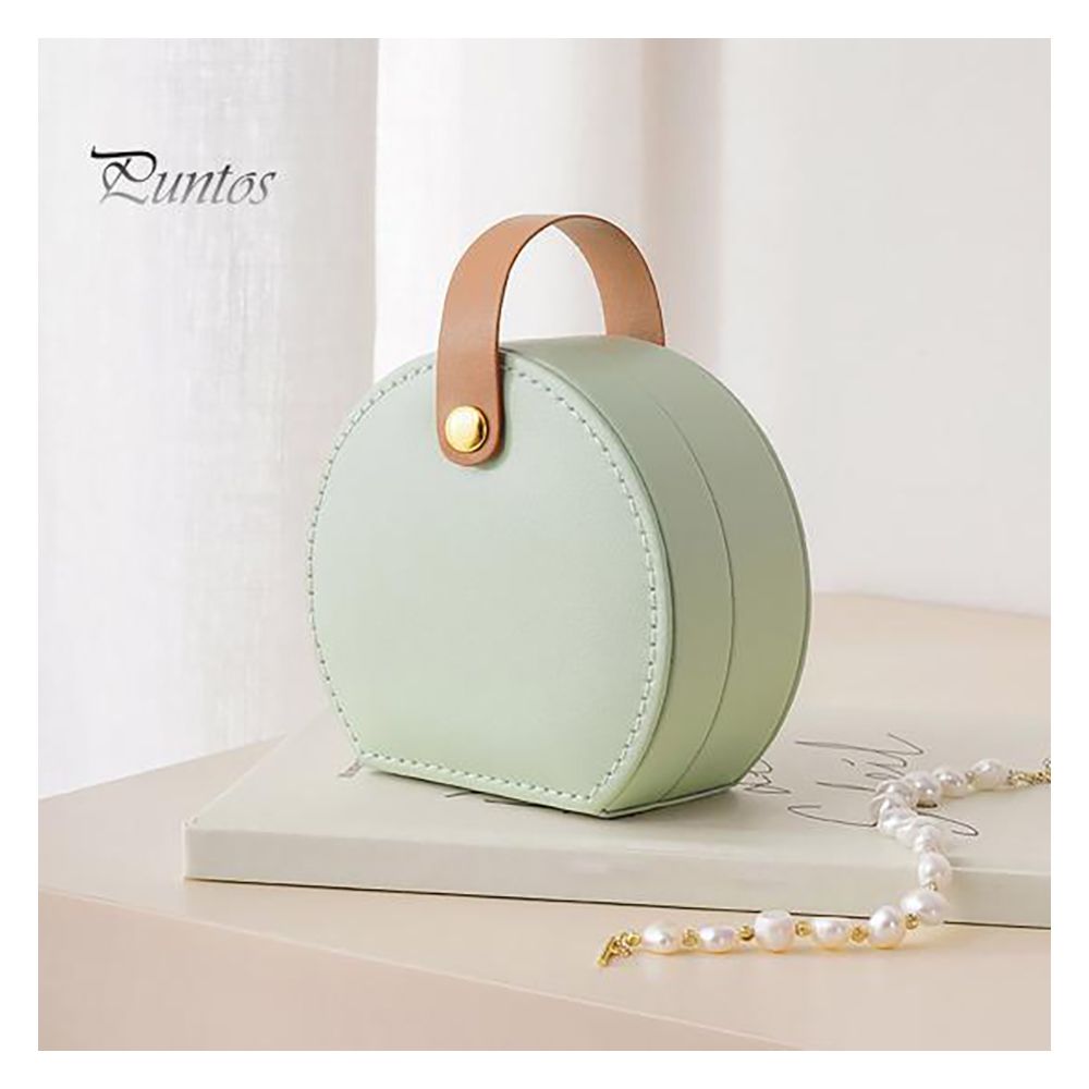 Small Travel Jewellery Box, Mini Case and Organizer Bag For Earrings, Necklace, Rings, Green - Main Image